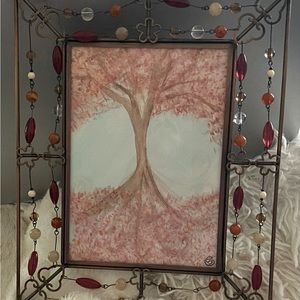 Boho beaded 5x7 picture frame from Pier 1 Imports with watercolor tree of life
